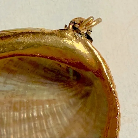 Vintage Abalone Shell Pendant With Gold Overlay EUC - Picture 5 of 8